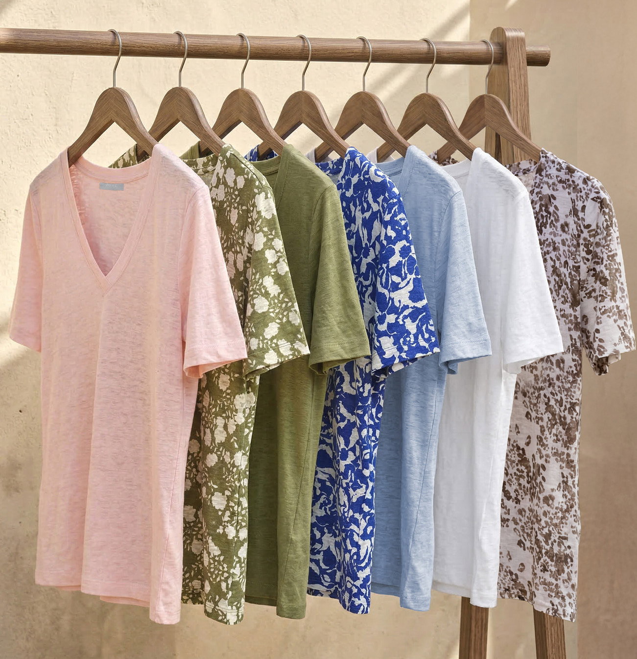 Linen Short Sleeve V Neck T-Shirt