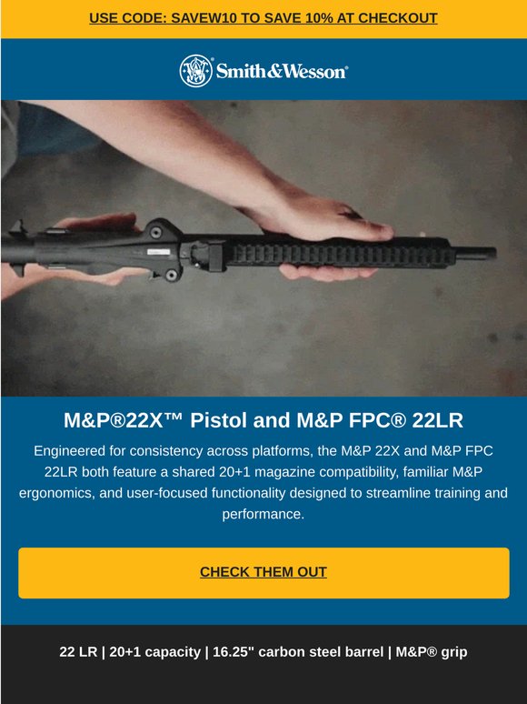 Engineered for consistency across platforms: M&P®22X™ and M&P FPC® 22LR