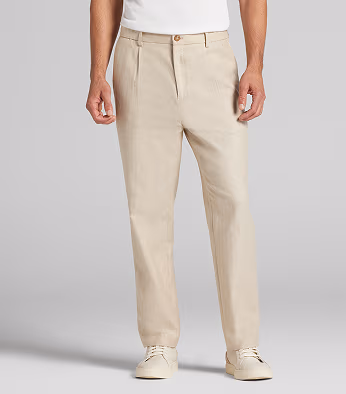 Joseph Abboud Modern Fit Pleated Stretch Linen Blend Chinos
