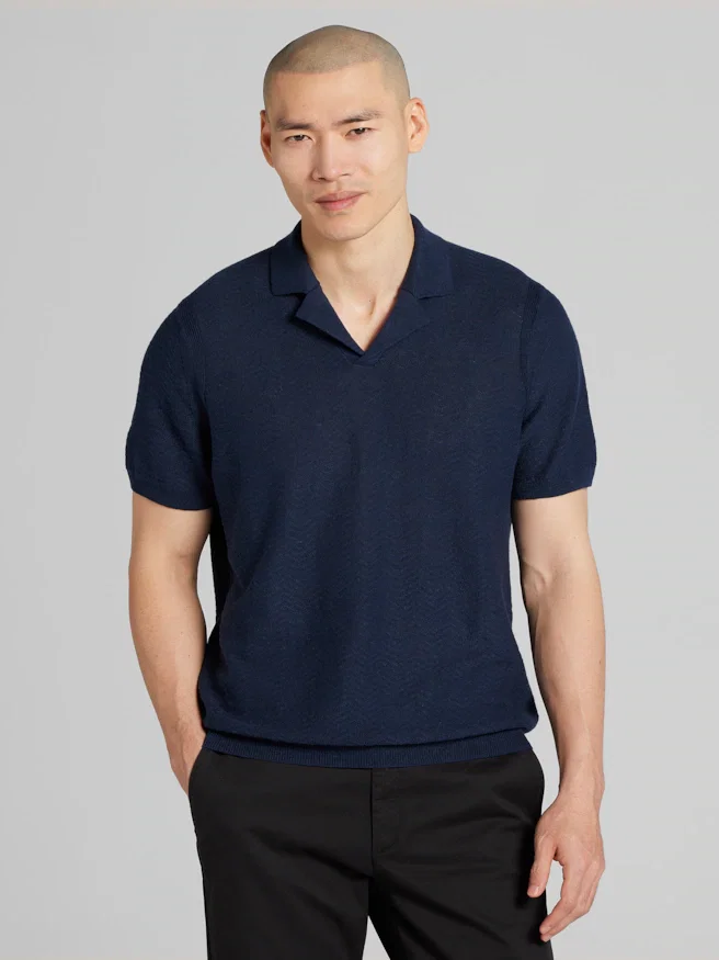 Joseph Abboud Linen Blend Camp Collar Polo Sweater