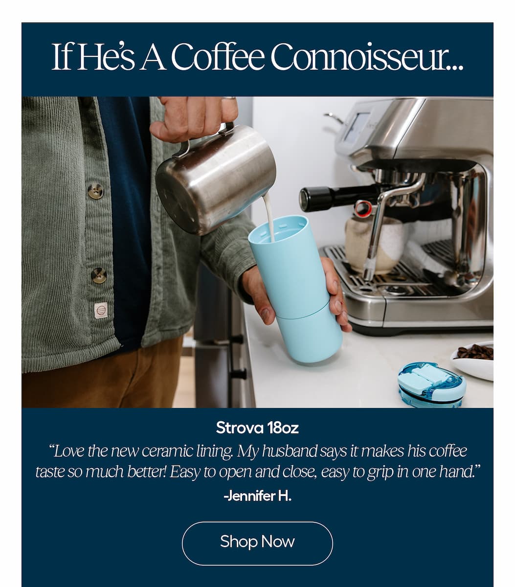 Ceramic-lined, leakproof coffee tumblers built for daily routines.  Shop Strova