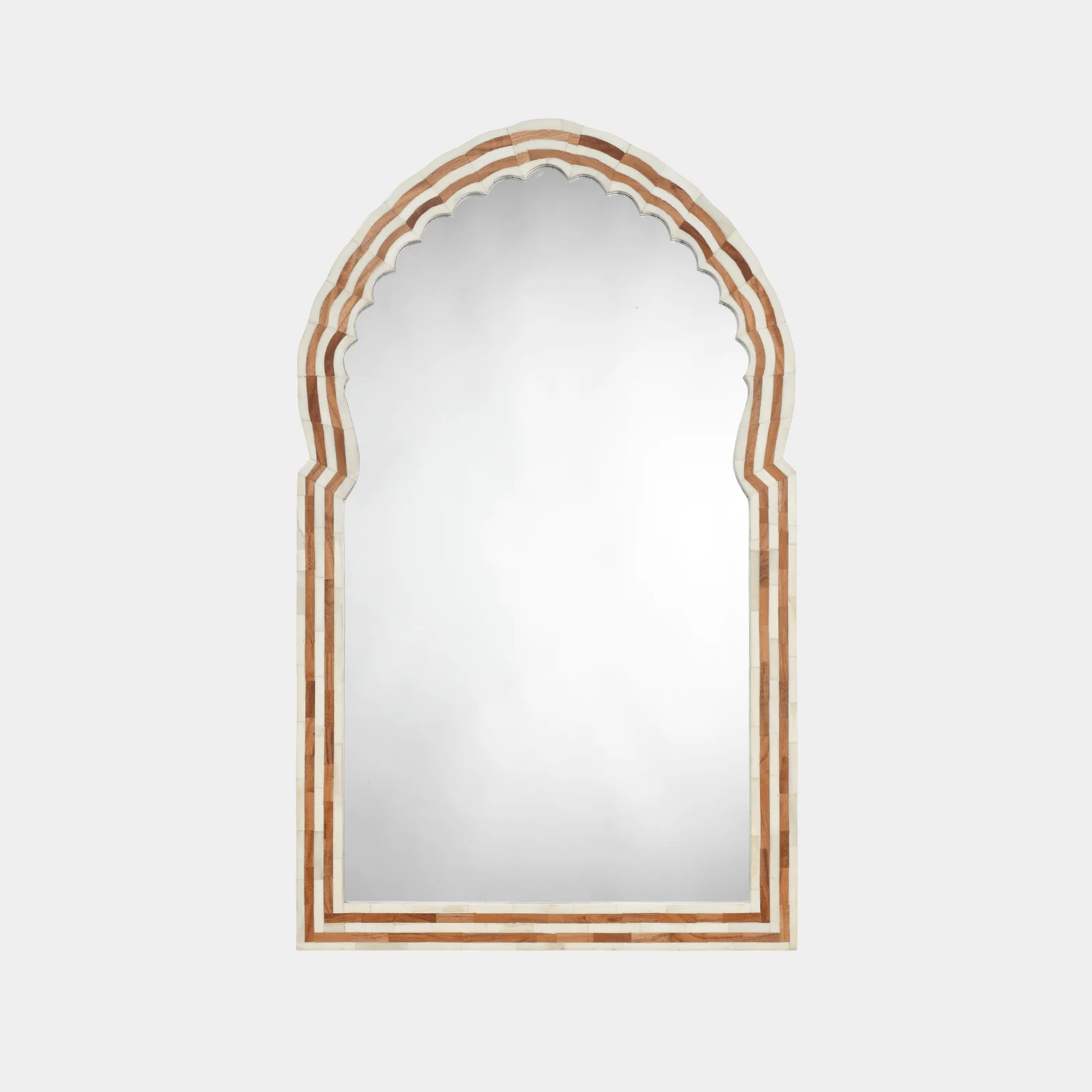 Image of Bardot 60" Wood & Buffalo Bone Arch Wall Mirror