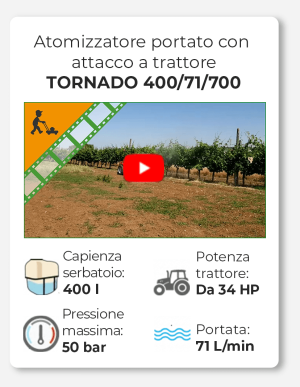 TORNADO 400/71/700 - Atomizzatore portato con attacco a trattore per irrorazione
