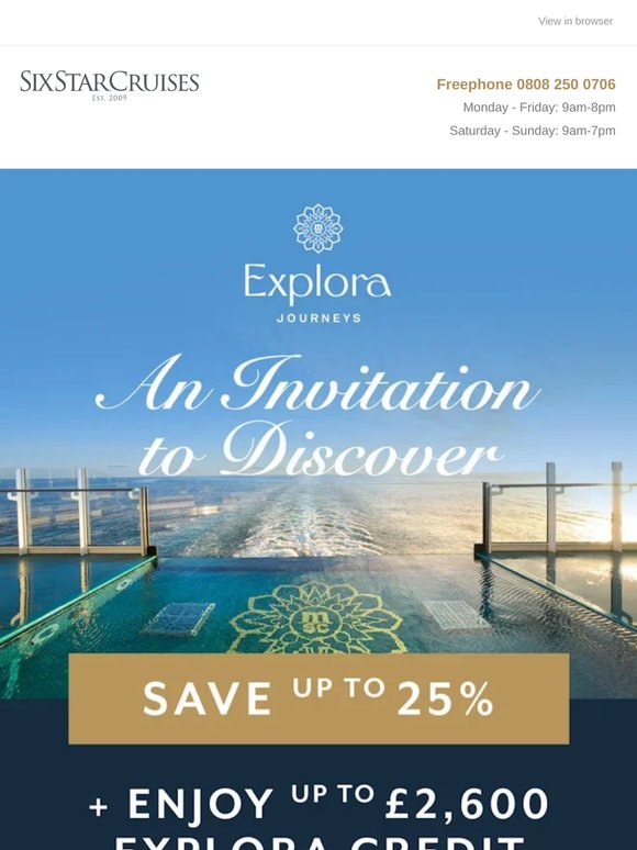 Explora Journeys Invites You to Save an UNMISSABLE 25% ✨