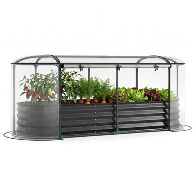 Galvanized Steel Raised Garden Bed with Greenhouse CoverProduct Image