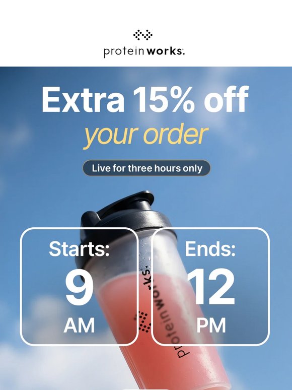 ⚡ 3 Hours Only - EXTRA 15% OFF