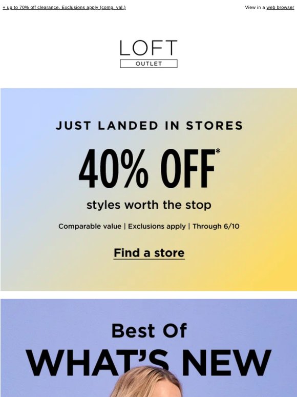 ☀️ In stores: 40% off summer’s best looks. Exclusions apply (comp. val.)