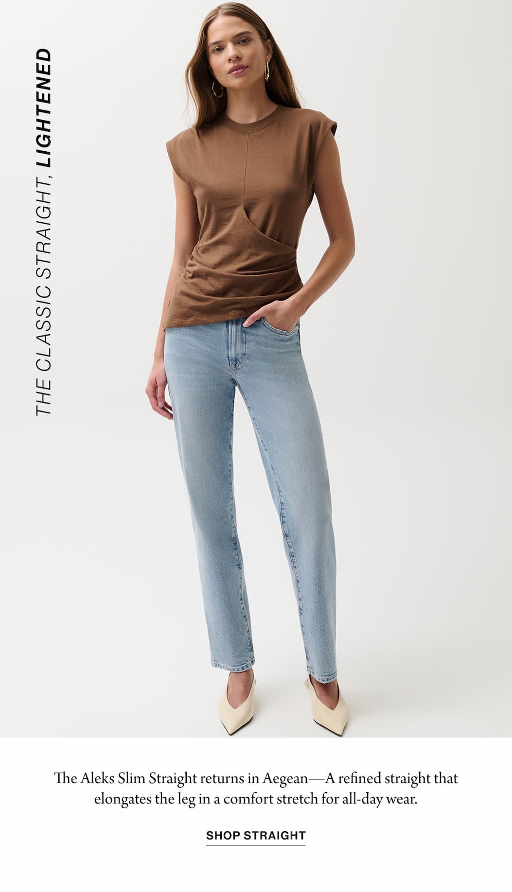 an image of a woman in jeans and a green shirt