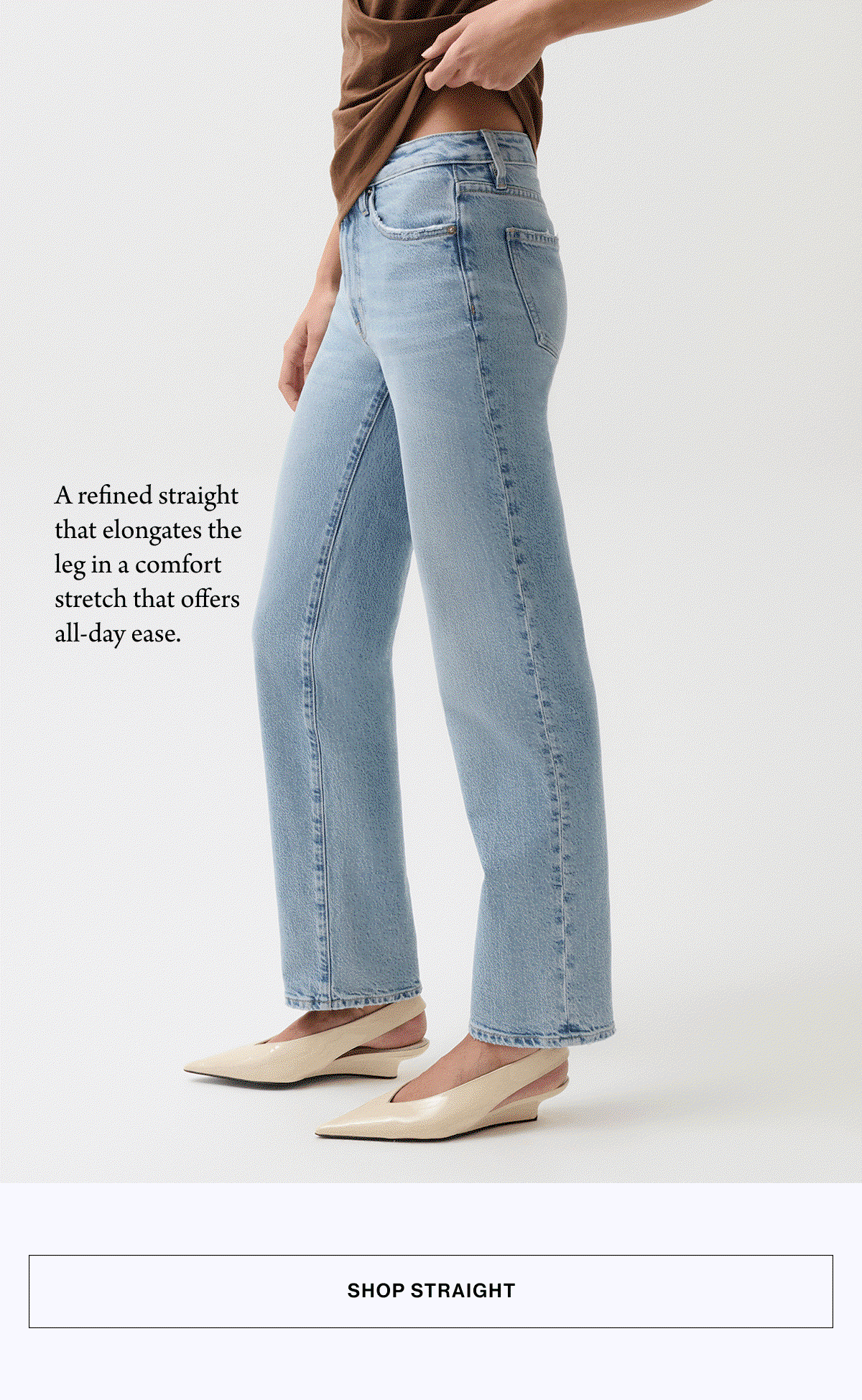 an image of a woman in jeans and a green shirt