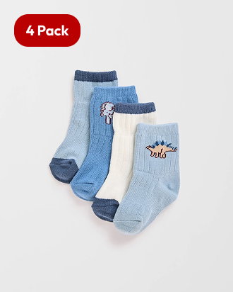 Baby Australian Cotton blend 4 Pack rib crew socks