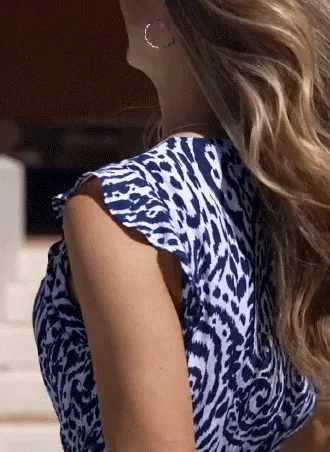 Navy Blue & White Paisley Print Culotte Jumpsuit