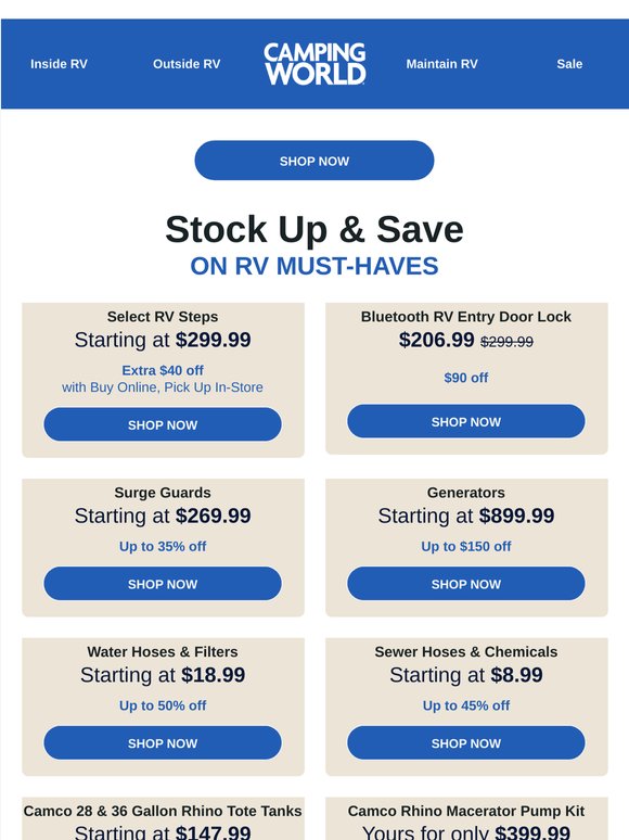 New CozyRelief mattresses + save up to 50% on RV must-haves
