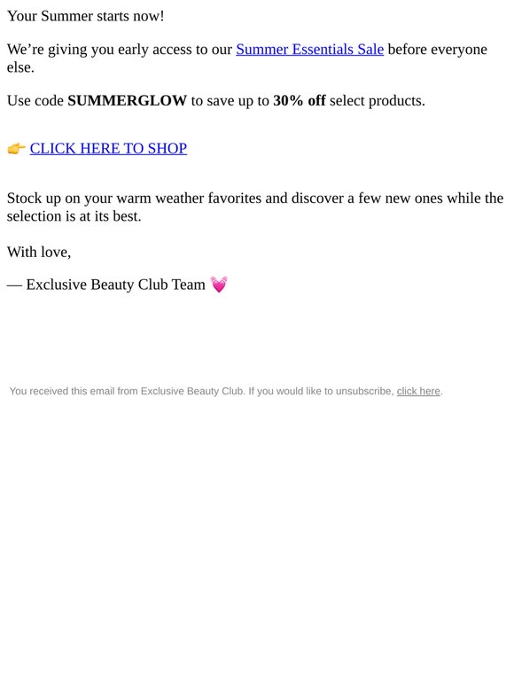 Early Access: Summer Essentials Sale ☀️