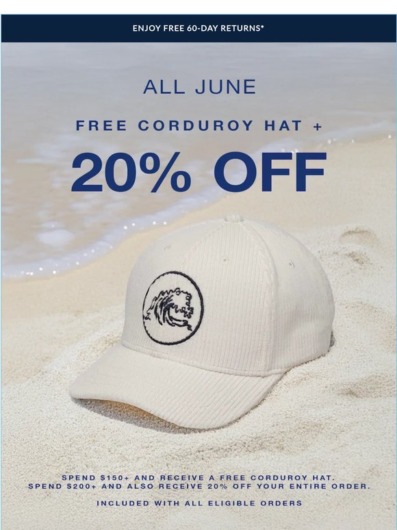 Free Corduroy Hat + 20% Off