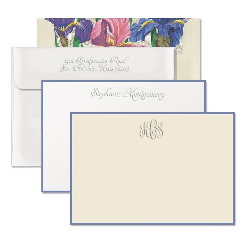 Image of Periwinkle Embossed Hand Bordered Cards
