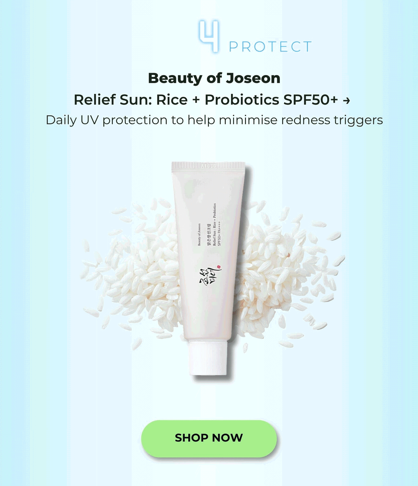 Beauty of Joseon Relief Sun: Rice + Probiotics SPF50+ PA++++