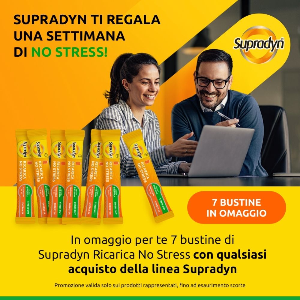Acquista 1 prodotto della linea Supradyn, ricevi in regalo 7 bustine di Supradyn Ricarica!