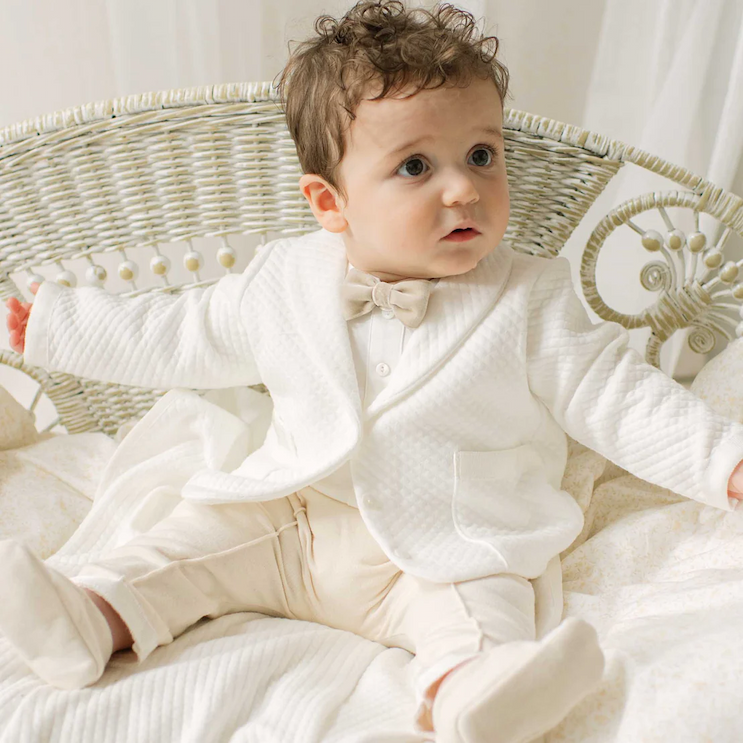 Baby boy sitting on chair in the Braden 3-piece suit