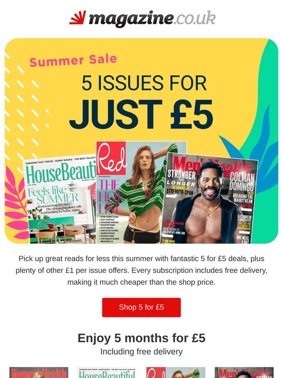 Big summer savings: 5 issues for £5