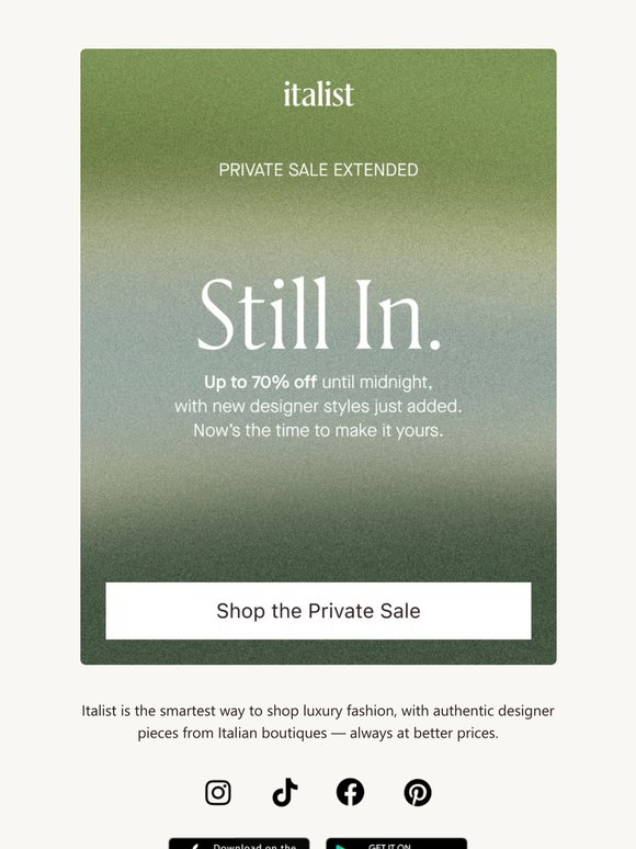 Your Private Sale Has Been Extended
