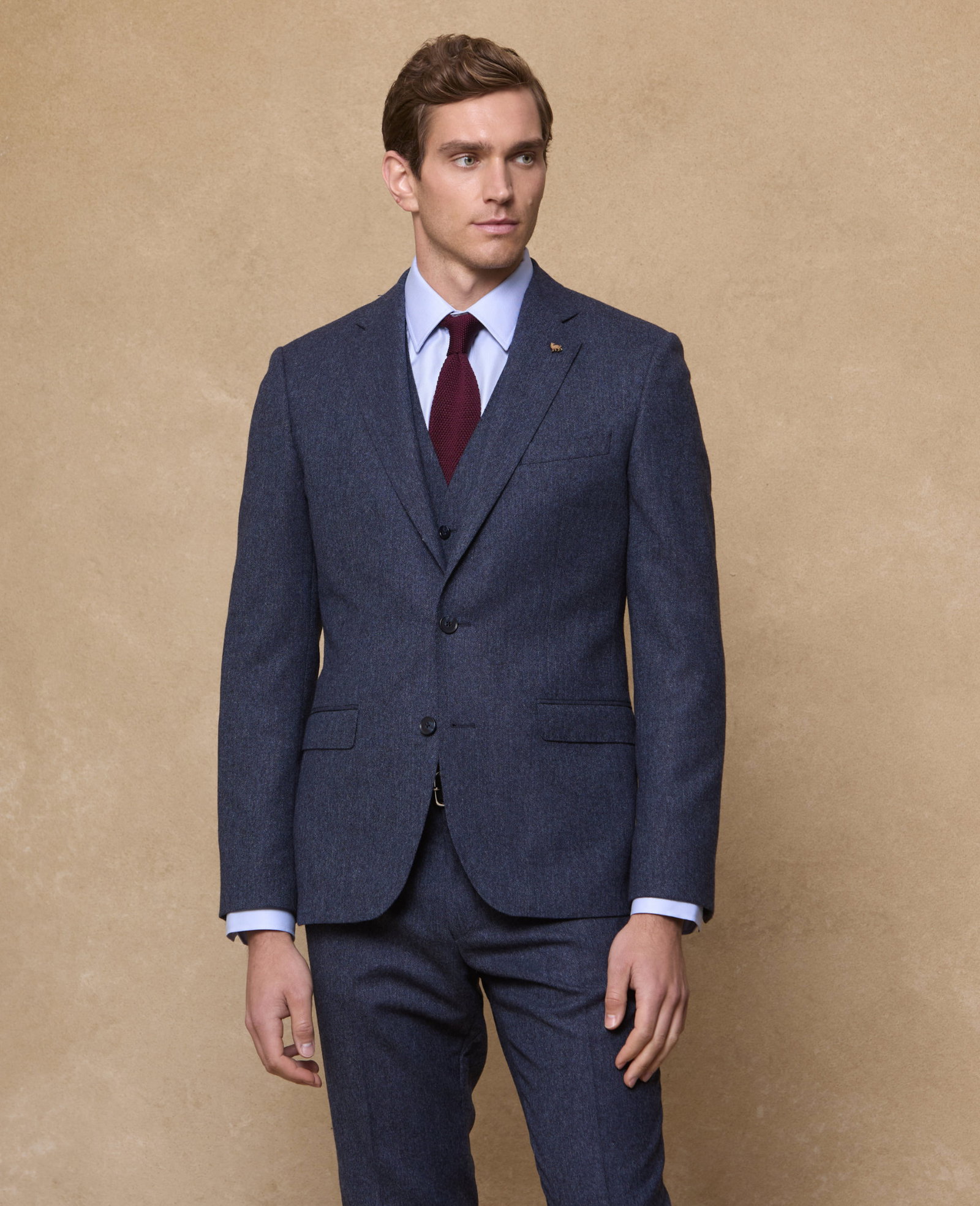 Image of Finn Donegal Tweed Blazer in Blue Salt & Pepper