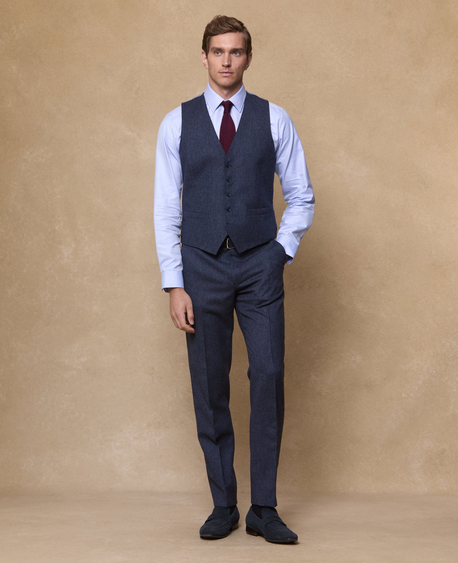 Image of Finn Donegal Tweed Trouser in Blue Salt & Pepper