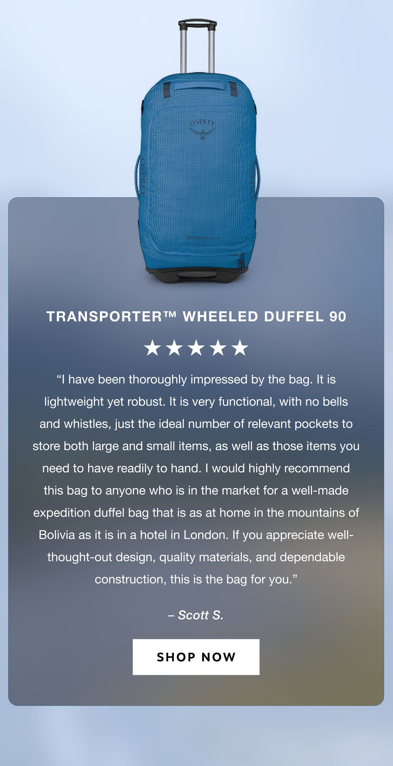 Transporter™ Wheeled Duffel 90