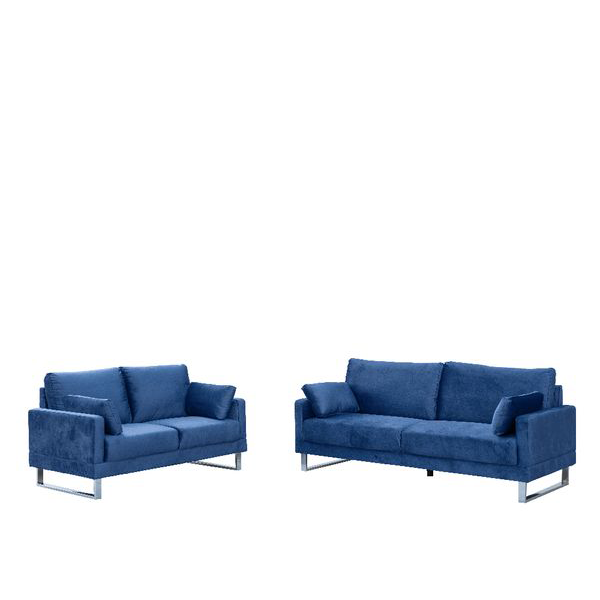 2tlg. Sofa-Set in Lederoptik - Royalblau
