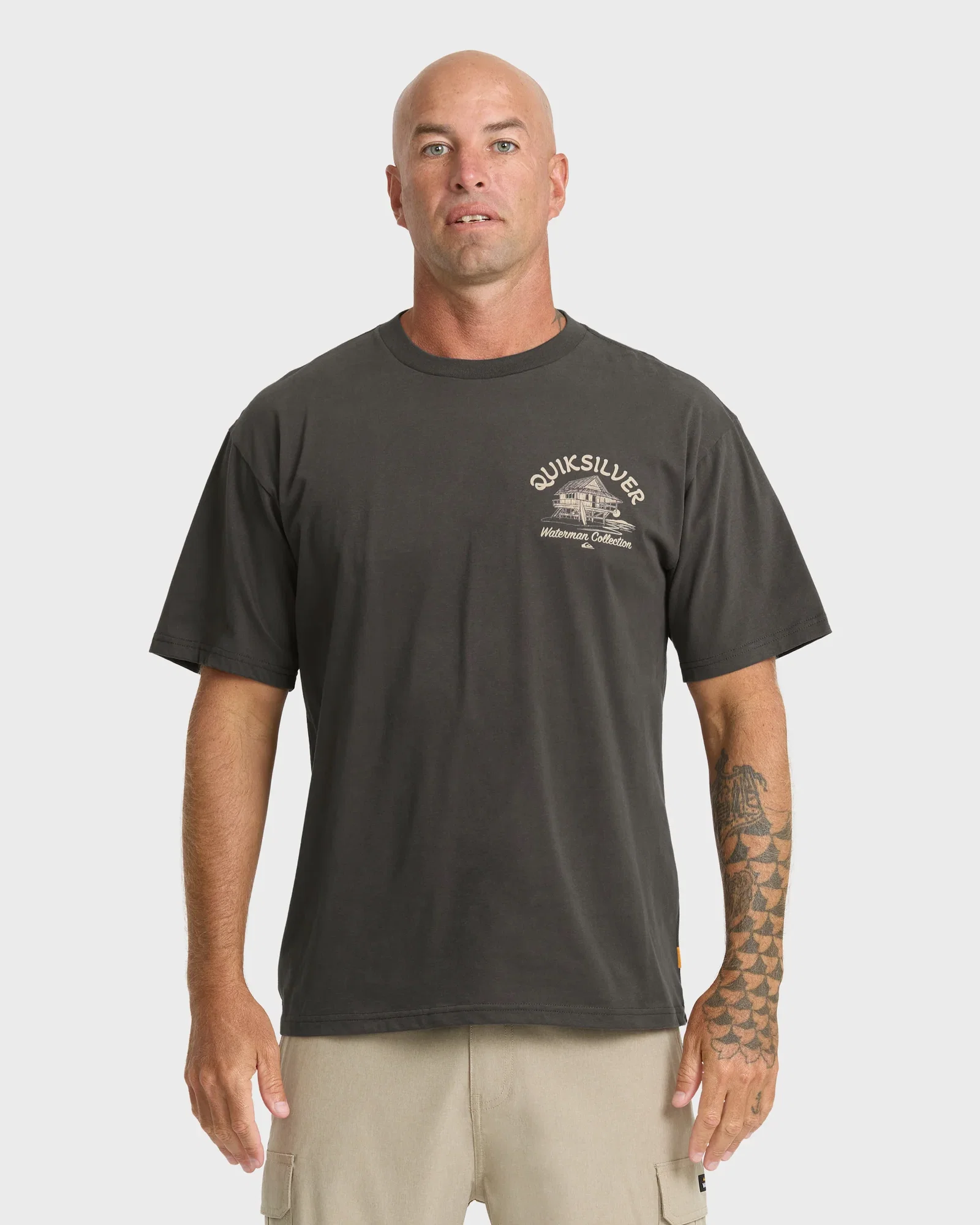 Image of Waterman Tiki Hut Short Sleeve Cotton T-Shirt - Phantom