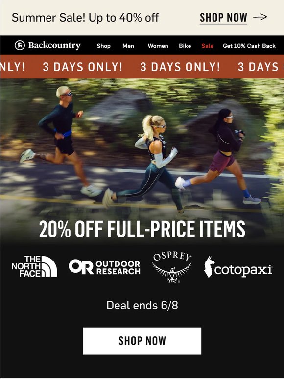 20% off full-price items is ON 🧗‍♀️🚴