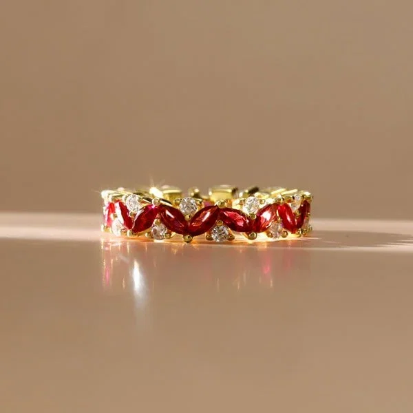 Italo Ruby Ring Marquise & Round Cut Wedding Band