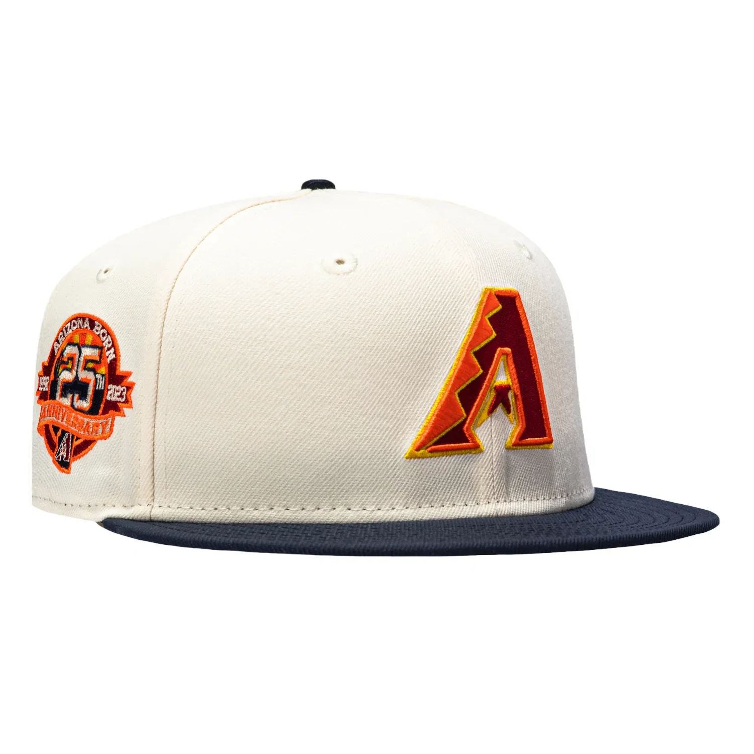 Image of New Era 59Fifty Arizona Diamondbacks 25th Anniversary Patch A Hat - White, Navy, Red, Orange