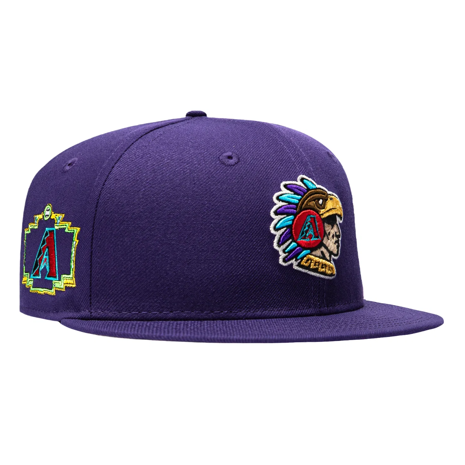 Image of New Era 59Fifty Arizona Diamondbacks Aztec Logo Patch 2026 Mexico Series Hat - Purple