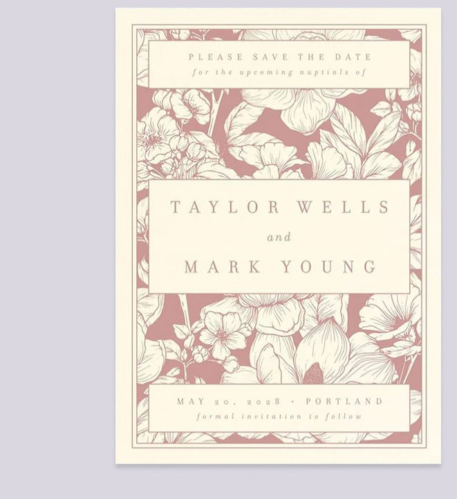 Vintage Floral Book Cover Save the Date