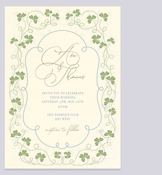 Lucky Clovers Wedding Invitation