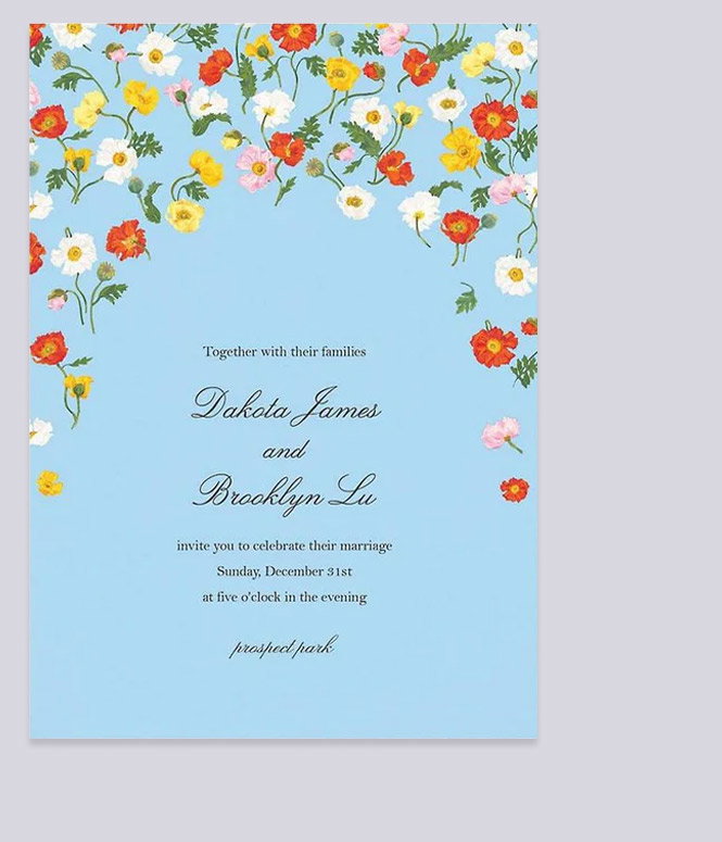 In the Cosmos Light Blue Wedding Invitation