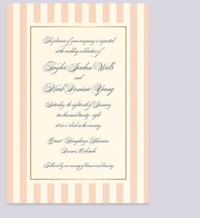 Posh Pinstripe Foil Wedding Invitation