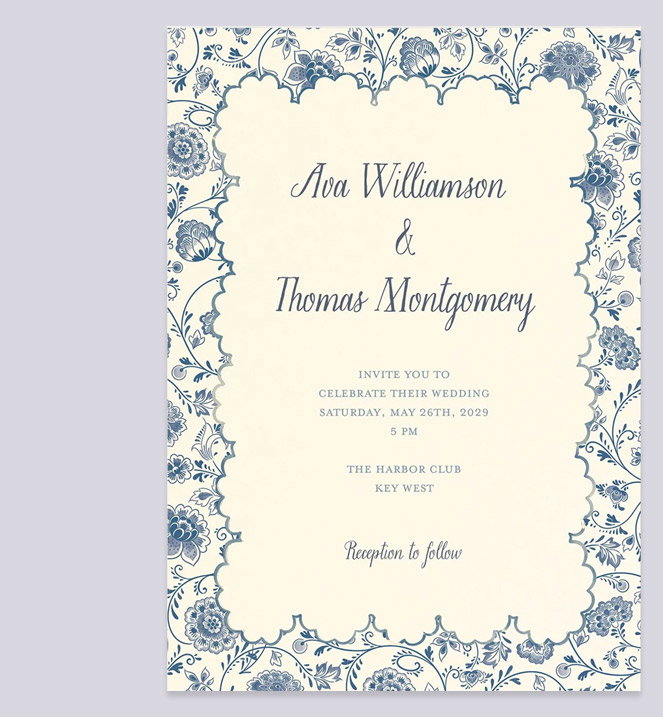 Delft Blue Wedding Invitation