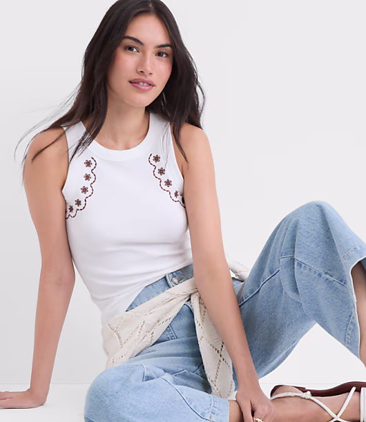 Floral Embroidered Perfect Tank