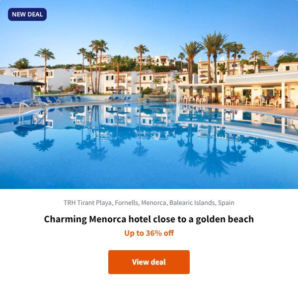 Charming Menorca hotel close to a golden beach