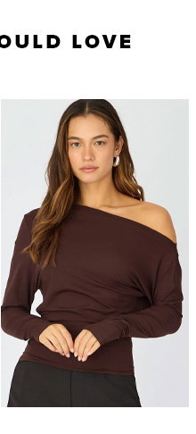 Brown One Shoulder Top Long Sleeve