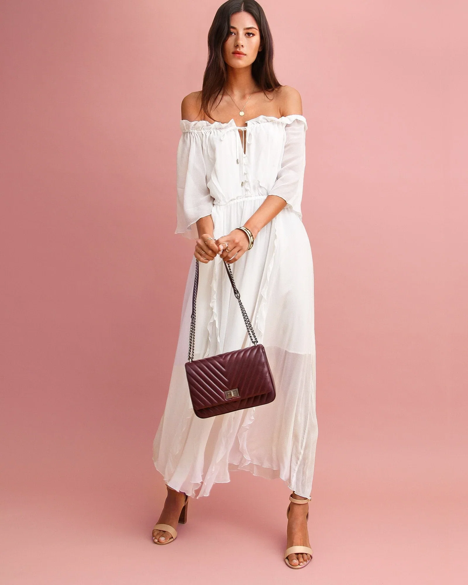 Image of Amour Amour Ruffled Midi Dress - White