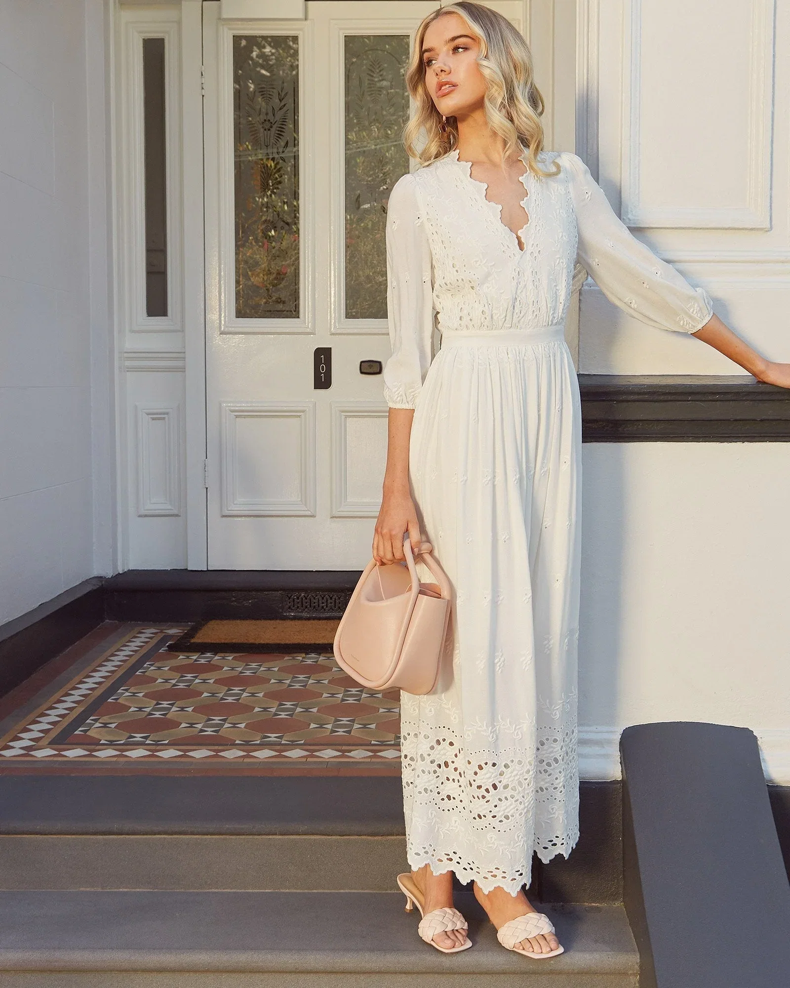 Image of All Eyes On Me Midi Dress - White