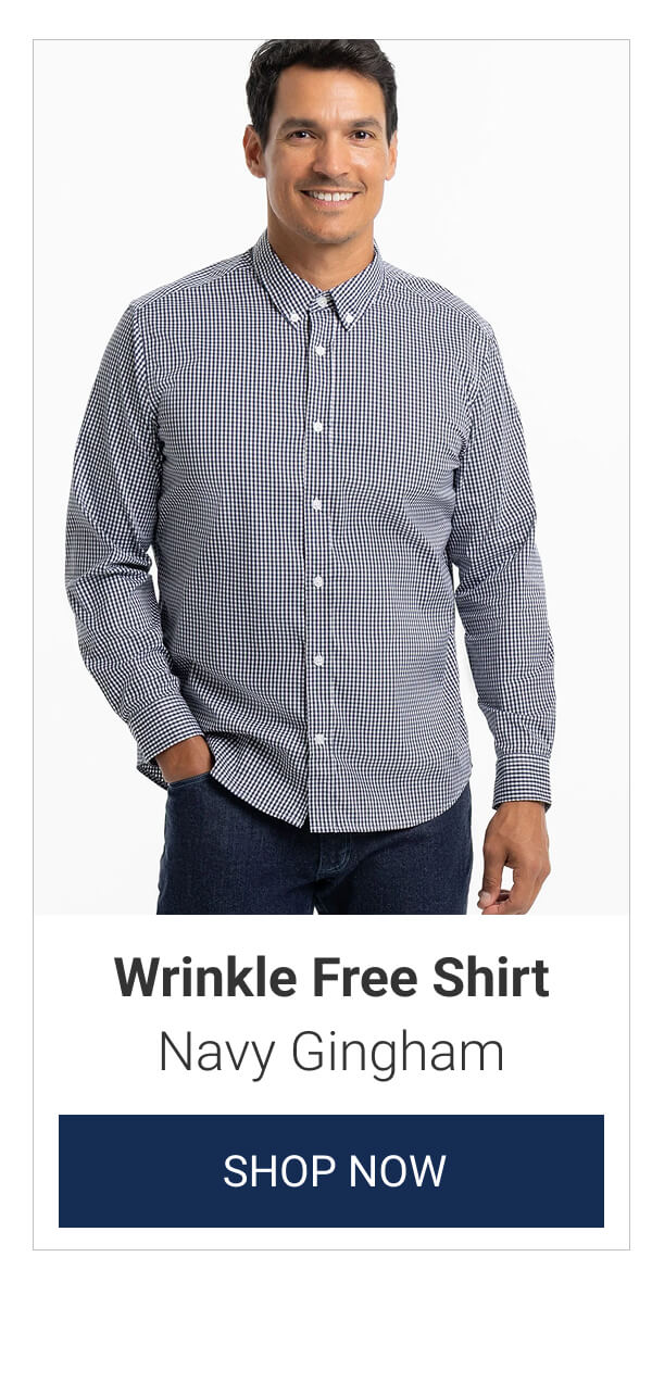Navy Gingham Wrinkle Free Shirt