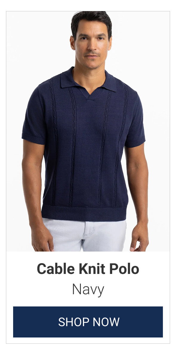 Navy Cable Knit Polo