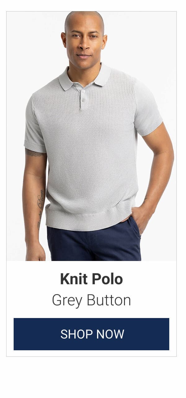 Grey Button Knit Polo