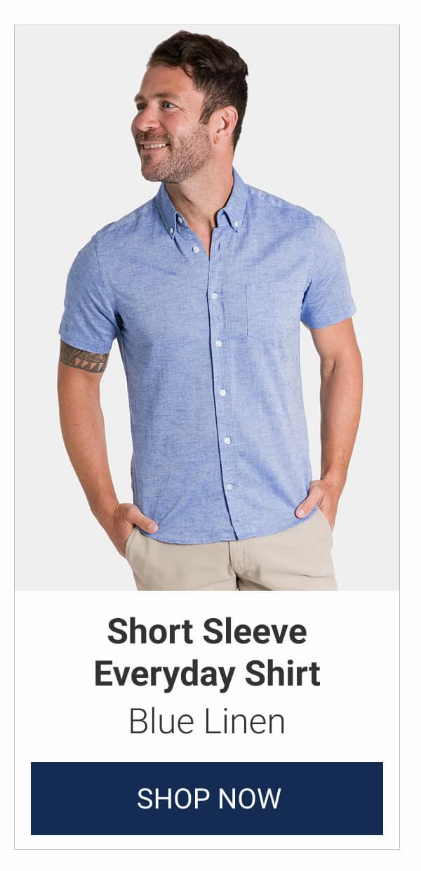 Blue Linen Short Sleeve Everyday Shirt