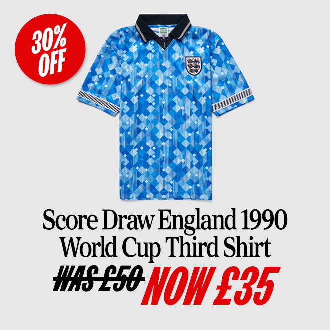 Score Draw England 1990 World Cup Third Shirt