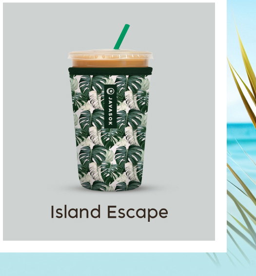 Island Escape: Tropical leaf-pattern cup.
