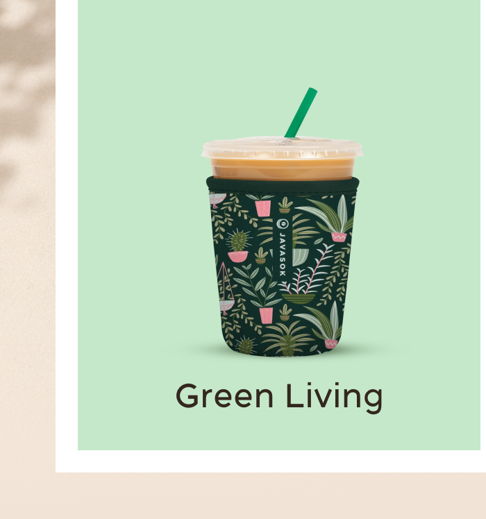 Dark green botanical patterned cup.